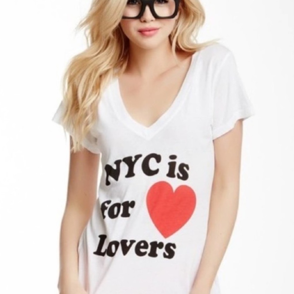 Wildfox "NYC Is For Lovers" V-Neck Tee shirt top size XS